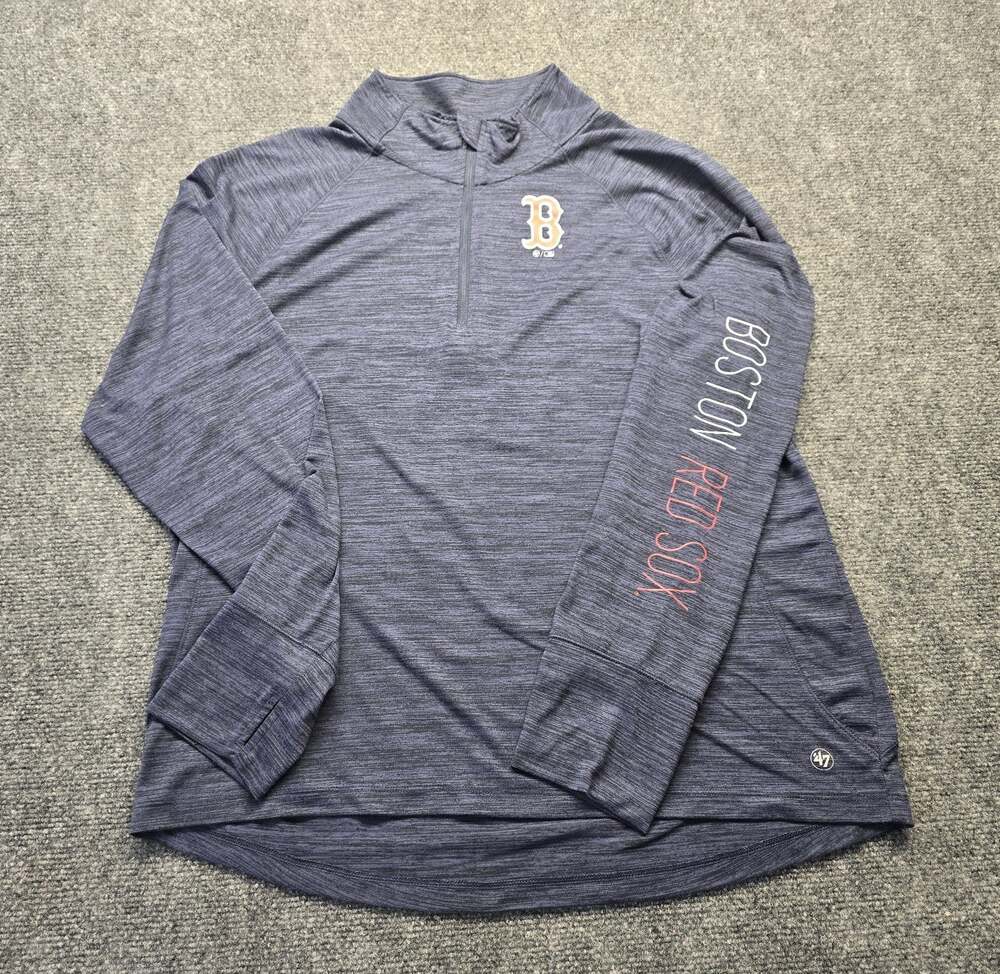 Boston Red Sox MLB 47 Brand Blue 1/4 Zip Pullover W/ Thumb Holes Women's XL